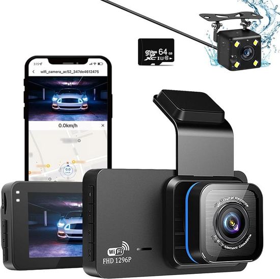 Camera Voiture 170 Dashcam Voiture 3 Canaux 1080P - Avant/Arrière/Intérieur, 170° - Carte SD 32GB Incluse Dashcam 3 Canaux 1080P