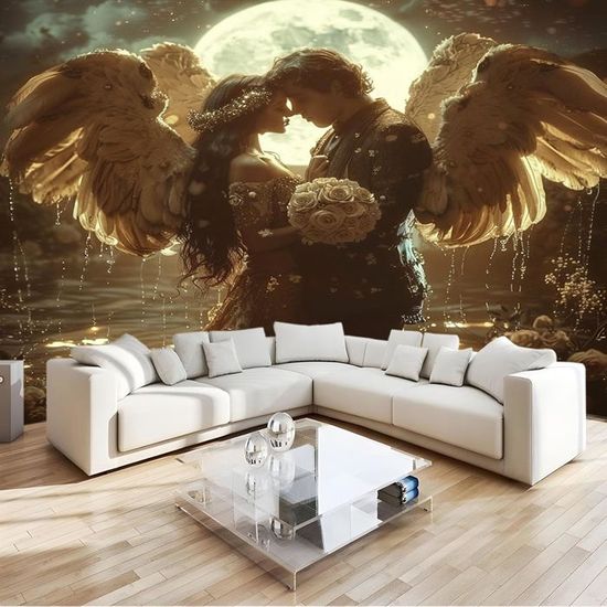 Papier Peint Panoramique Nuit Nuages Lune Papier Peint Intissé 3D