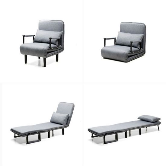 Canapé-Lit 4-en-1 Pliable - Fauteuil, Lit 1 Place, Canapé D'angle, Pouf - Idéal Petit Espace (Blanc Cassé) - 12