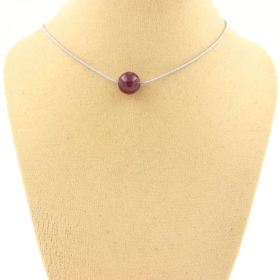 Collier Perle Pierre De Lune 8 Mm Chaîne Acier Inox - Neuf Avec étiquettes