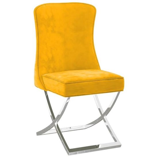 Chaise Jaune Moutarde Velours Pivotante - Salle à Manger Moderne - Bestpriceparts - Neuf