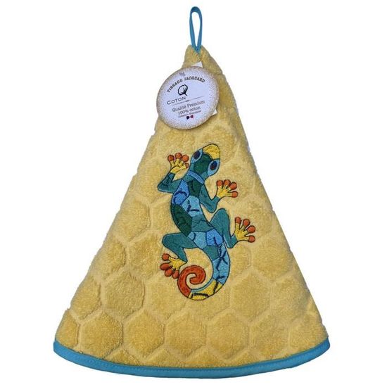 Eponge Essuie Main Rond En éponge Tissage Jacquard Herbier Et Lavande Gris Qualite Premium K 1011663