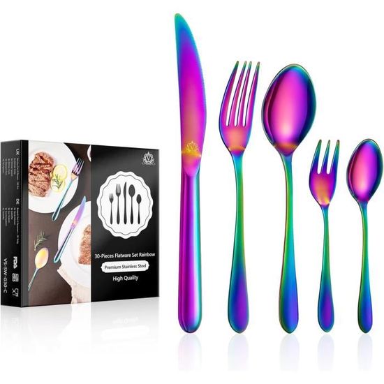 Set De Couverts De Table KitchenBoss 20 Pièces Pour 4 Personnes - Acier Inoxydable Argenté - Lavable Au Lave-Vaisselle - Couteaux, Cuillères, Fourchettes - 10
