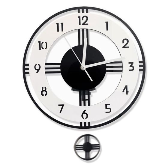 Horloge Formica Vintage Pendule Murale Silencieuse Trapèze "Electro Super Noir&quot