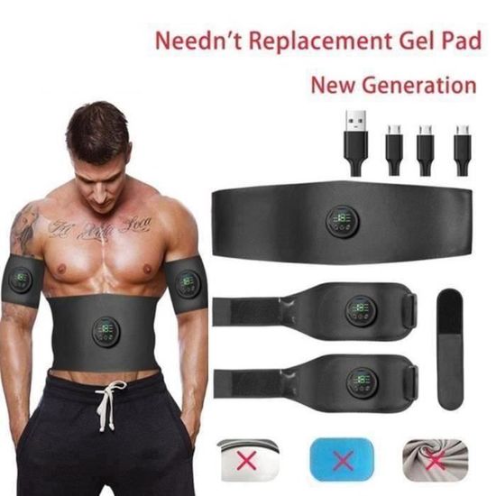 Ceinture Abdominale Stimulateur Musculaire Abdominal Hiviss - 6 Modes, 15 Intensités - Ceinture EMS - Taille 62-124 Cm Ceinture Abdominale EMS 6 Modes 15 Intensités Hiviss