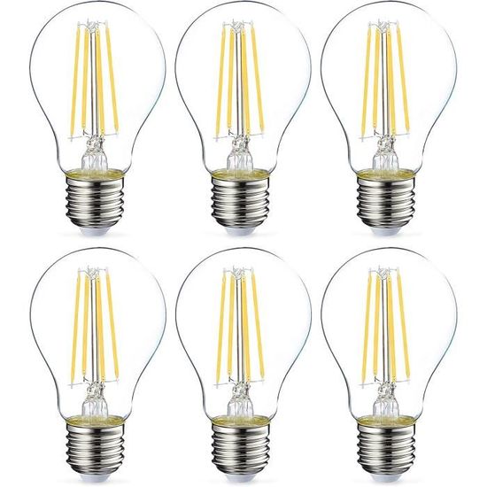 Lot de 6 Ampoules LED G45 6W E27 60W Équivalent Style Vintage Rétro Blanc Chaud Basse