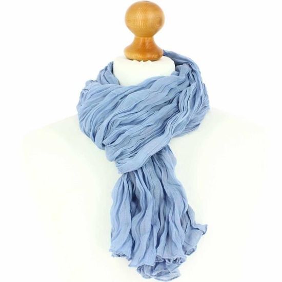 Chèche (foulard) CLJ Charles Le Jeune - Bleu Azurin, Coton, 80x160 Cm - Neuf Avec étiquettes