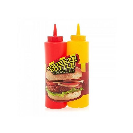 Bouteille à Sauce Rechargeable à Double Tête - Grande Capacité 590 Ml, En Plastique, Pour Ketchup, Mayonnaise, Huile