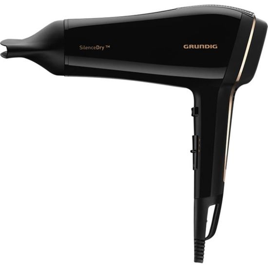 Sèche-cheveux GRUNDIG HD 9680 - Noir, Cuivre - 1650 W - Buse de coiffage - Ioniseur d'air
