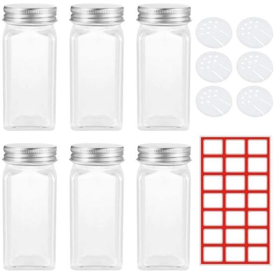 Uadme Boîte à Épices Transparente Style Nordique Avec Couvercle Et Cuillère - Organisateur Cuisine 4 Compartiments