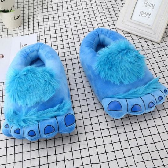 Chausson,36-45EU Peluche douce Chat Chaussons Maison Mixte d'intérieur, Pantoufles Femme d'hiver Peluche Chaude et Douce-Bleu Bleu - Chaussures
