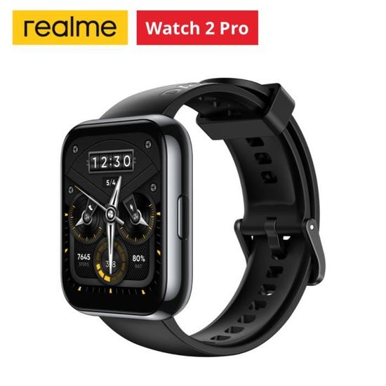 Realme Watch 2 Pro - Montre connectée - 90 modes sport - Grand écran couleur 4,4cm (1.75") - Autonomie 14j - IP68 - Noir