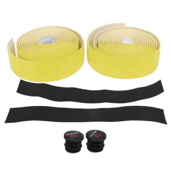 Ruban De Guidon Vélo Cuir PU - Guidoline Anti-Dérapant Marron Avec 2 Bouchons Pour Vélo Route & VTT