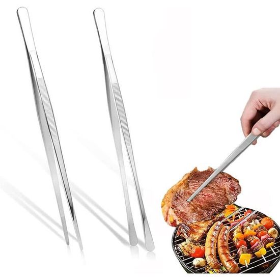 Pinces De Cuisine ULTNICE - Lot De 2 (droite Et Courbe) En Acier Inoxydable 25 Cm - Pour Saisir Et Servir