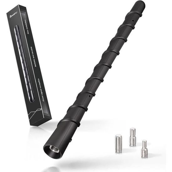 CGEAMDY Antenne Rétractable en Fibre De Carbone Voiture, Antenne Radio Voiture Universel Amplifiée Autoradio, Stéréo Antenne De Toit à Tige pour Voiture, pour Les Voitures Auto Camion(Argent