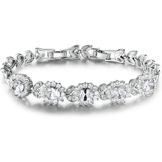 Bracelet Cubes Coloré Zircone Cubique - Argent Massif 925, Taille 19, Neuf Avec étiquettes