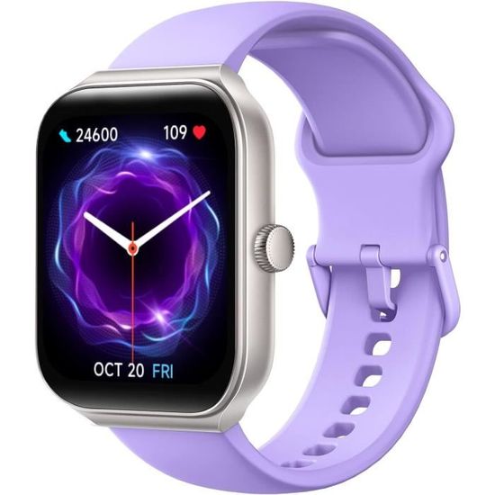 Montre Connectée Femme TOOBUR 1,83" Avec Alexa - Podomètre, 100 Sports, Appels, Cardio - Étanche IP68 - Compatible IOS/Android - 5