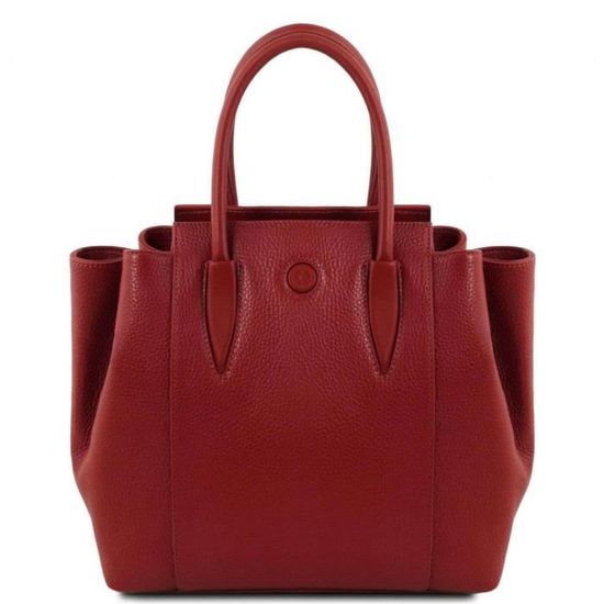 Sac à Main TUSCANY LEATHER Tulipan - Cuir Martelé Italien - Sac Fourre-Tout - 28x33x13 Cm - 1.3 Kg