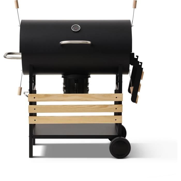COOKING BOX Barbecue à charbon MIKE EVOLUTION - 115x66x106 cm - 2 grilles acier chromé - Surface de cuisson : 71x35 cm - Noir