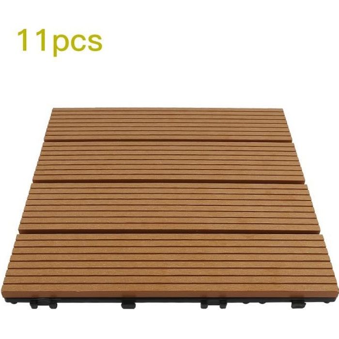 WSdwqaa!LOT DE 11 DALLE DE TERRASSE BOIS ABRICOT, BALCON MODULAIRE EN BOIS COMPOSITE