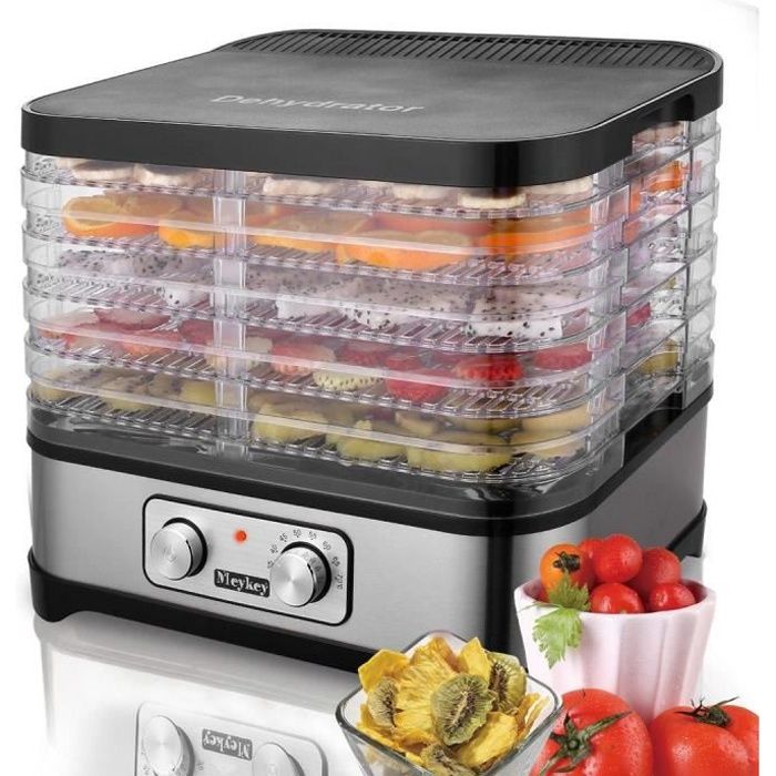 Déshydrateur Alimentaire 5 Étages avec Thermostat Réglable 35-70 ° C, Déshydrateur pour Viande,Poisson,Fruits,Légumes, Sans BPA