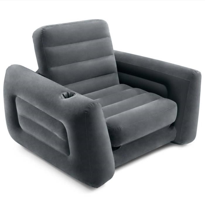 Intex Fauteuil gonflable Matelas gonflable Gris Vinyle