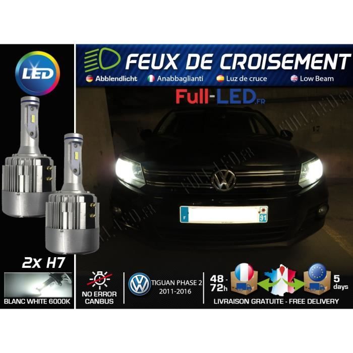 Ampoules LED H7 - Spécial Volkswagen Tiguan Facelift (Phase 2) - Feux de croisement