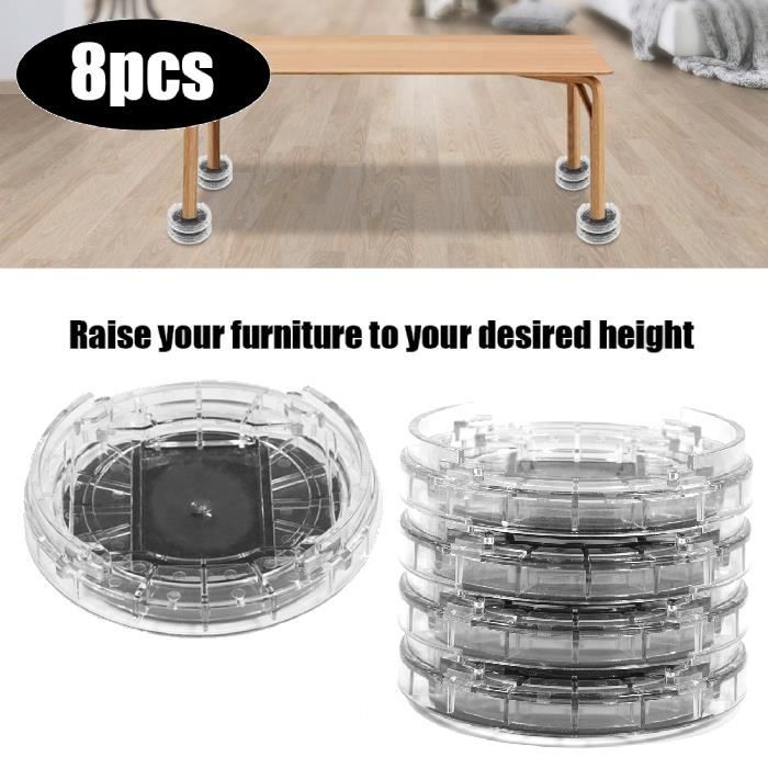 8Pcs multi-slot support de meubles Riser Pieds des meubles rehausseur de lit - table en plastique - BOH