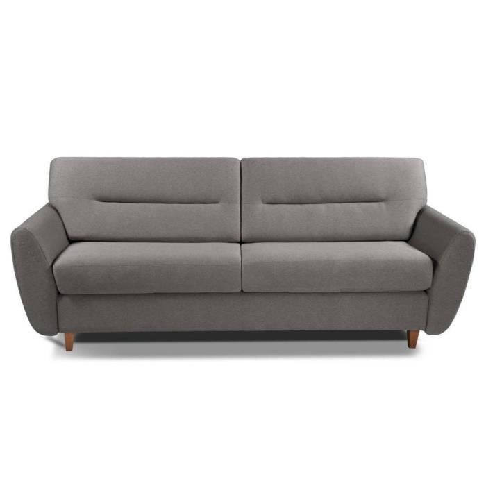 Canapé convertible COPENHAGUE matelas 14cm système rapido 140cm cuir vachette taupe taupe cuir Inside75