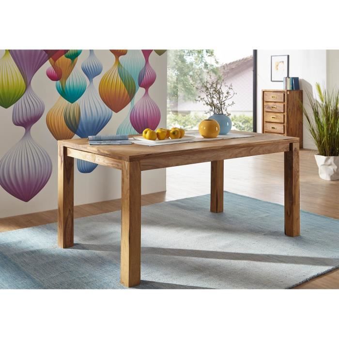 Table à manger rectangulaire 180x90 cm, 6 à 8 Personnes, Bois Massif de Sheesham-Palissandre, Couleur Brun Clair, NATURE BROWN #815