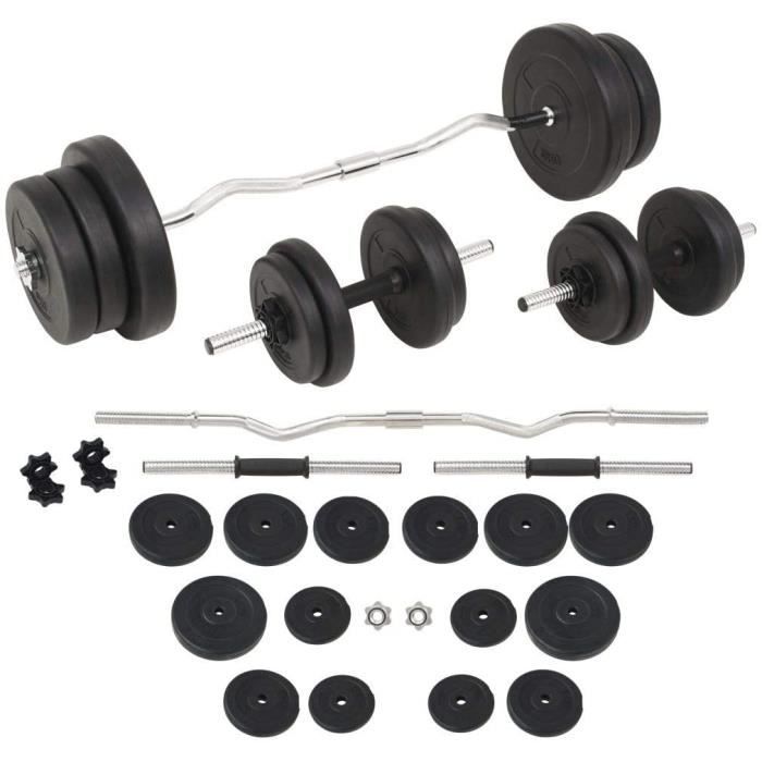 vidaXL Haltères et Barres d'Haltères 60 kg Disques Poids Musculation Fitness57