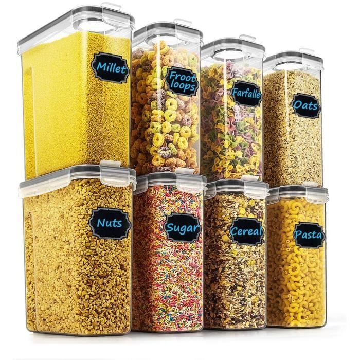Wildone Lot de 8 boîtes de conservation hermétiques pour céréales et aliments secs 2,5 l pour sucre, farine, snack, fournitures, ant