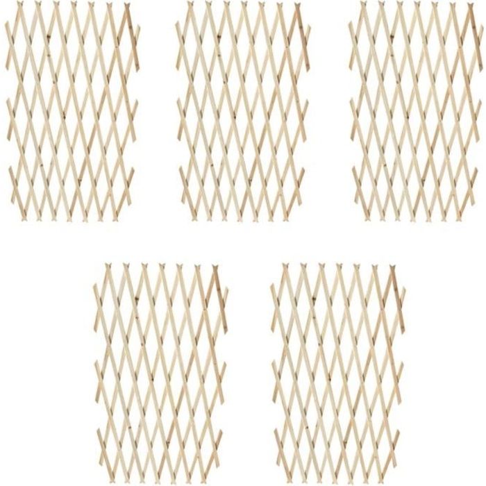 Magnifique haute qualité - Lot de 5 treillis en bois extensibles 180 x 90 cm🎆31815