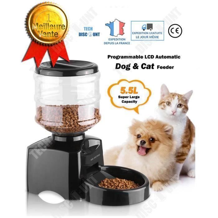 Distributeur automatique pour chien chat animaux de compagnie nourriture alimentation croquettes 5.5 litres programmable manger