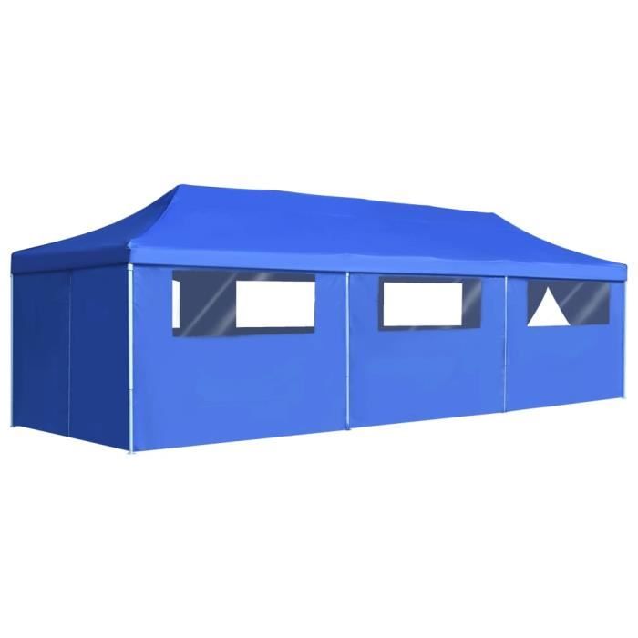 Chic© Tonnelle de jardin Tente de réception - Tonnelle Barnum Barnum avec 8 parois 3x9 m Bleu #71306