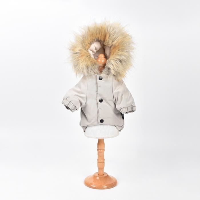 Manteau,Hiver chien manteau veste col de fourrure vêtements pour animaux de compagnie pour petits chiens moyens - Type White-S