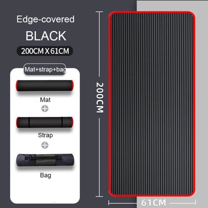 Tapis de sol,Tapis de Yoga antidérapant, Super épais, allongé et élargi, pour hommes, 200x61x2cm - Type edge-cover with bag