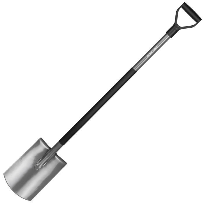 Fiskars Bêche à bord rond pour sol meuble et peu caillouteux, Longueur: 125 cm,