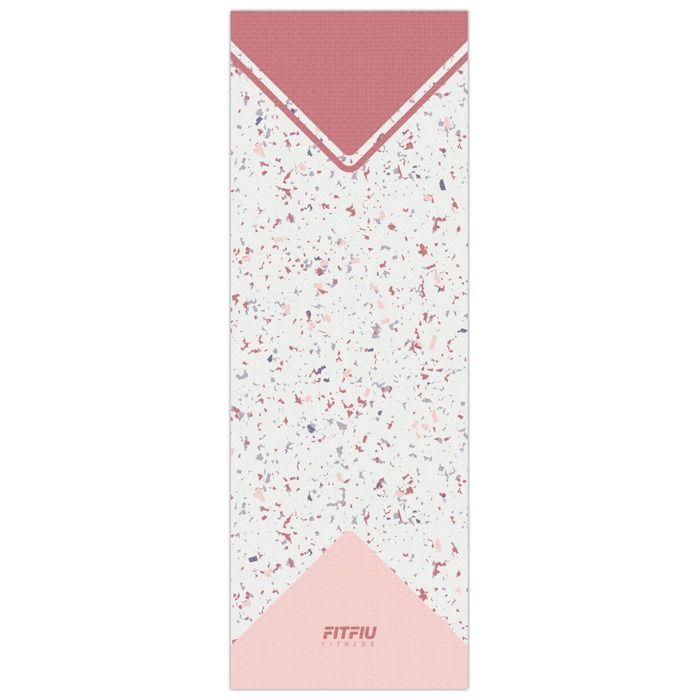 Tapis de yoga MAT-G50 ROSE antidérapant, 0,5cm d'épaisseur, léger, design géométrique, 173x61x0.5cm - FITFIU Fitness
