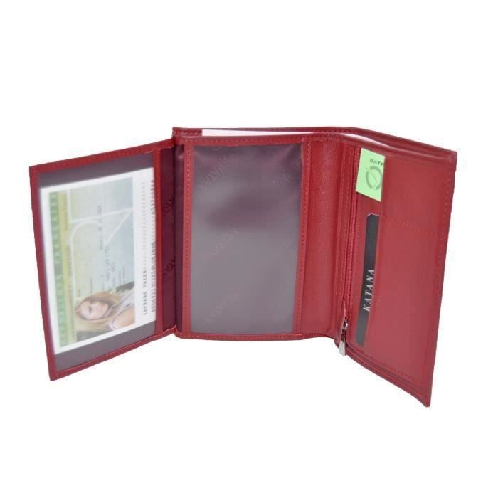 KATANA portefeuille en cuir lisse grand format à 2 volets réf 553018 rouge (3 couleurs disponible)