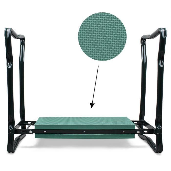 Banc Agenouilloir de Jardin, Siège de Jardin Pliable, Vert, Taille déployée: 62 x 48 x 28 cm