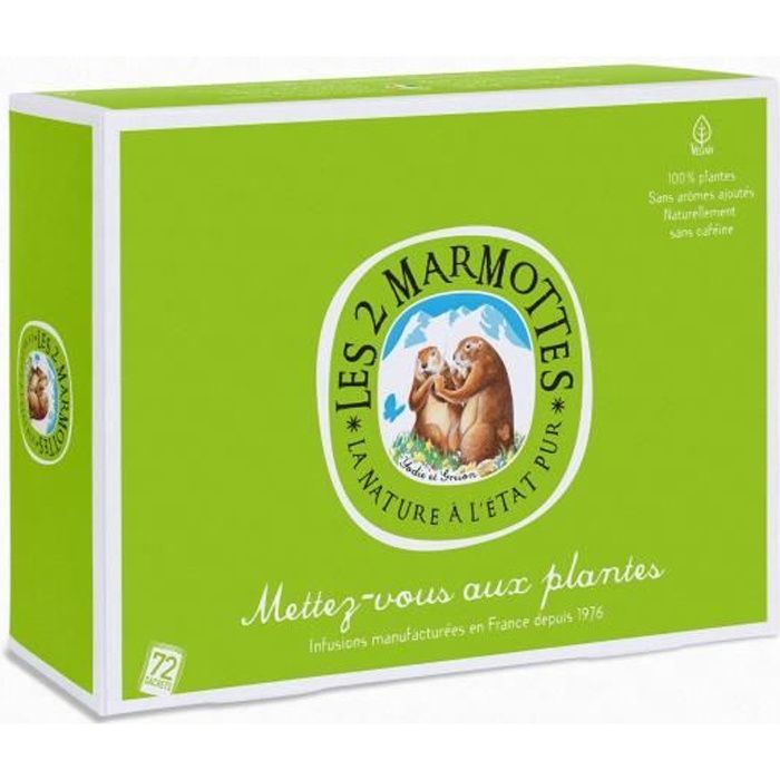 Les 2 Marmottes - Coffret -Mettez-vous Aux Plantes- - dégustation Infusions 72 Sachets - Made In France - Jamais d'arômes ajoutés