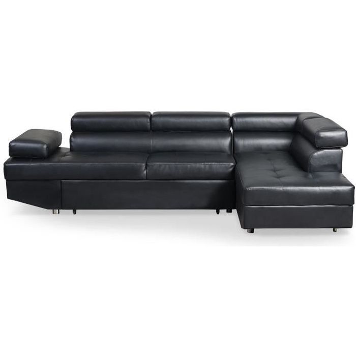 Canapé d'angle Noir Contemporain Confort