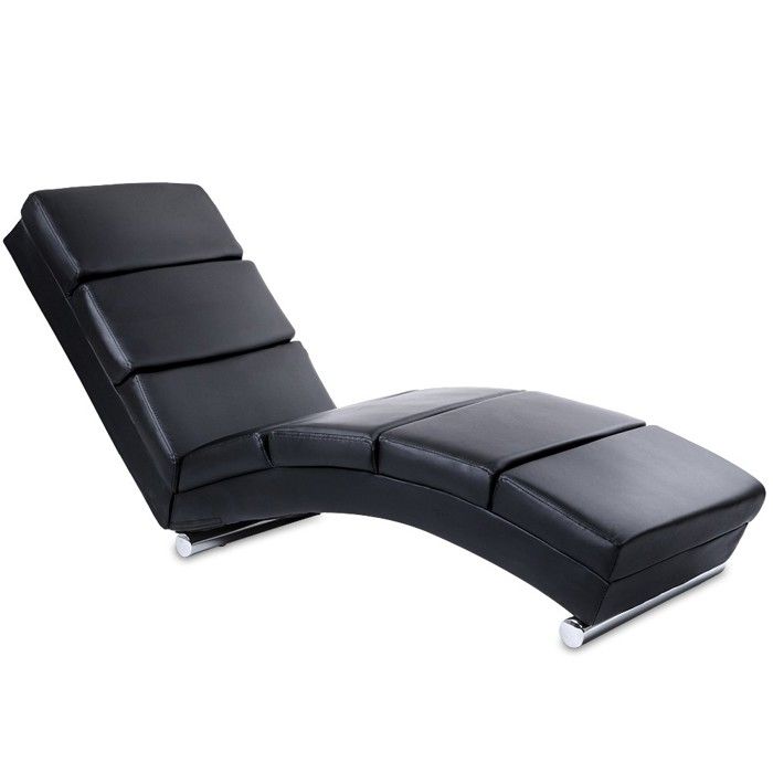 MIADOMODO® Chaise Longue de Relaxation - Ergonomique, Simili Cuir, Noir, 154.5x51x73 cm - Fauteuil Relax Intérieur, Salon, Chambre