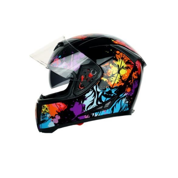 Casque de moto modulable adulte homme-YIELI Scooter femme double visière-noir