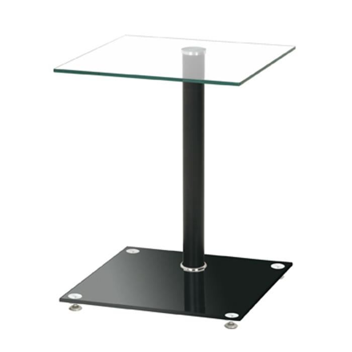Table d'appoint en aluminium laqué noir avec plateau en verre, L40 x P40 x H52 cm