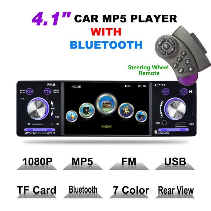 4,1 pouces voiture stéréo lecteur MP5 Bluetooth sans fil support de récepteur audio de voiture à distance USB SD AUX