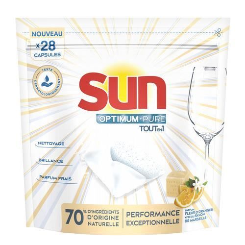 SUN Lave -Vaiselle Pure Fleur d'Oranger avec du Savon de Marseille - x 28 Capsules