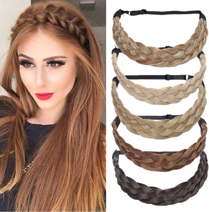 Bandeau Cheveux élastique Tressé Synthétique - Couleur Naturelle - Pour Femme - Neuf Sans étiquette