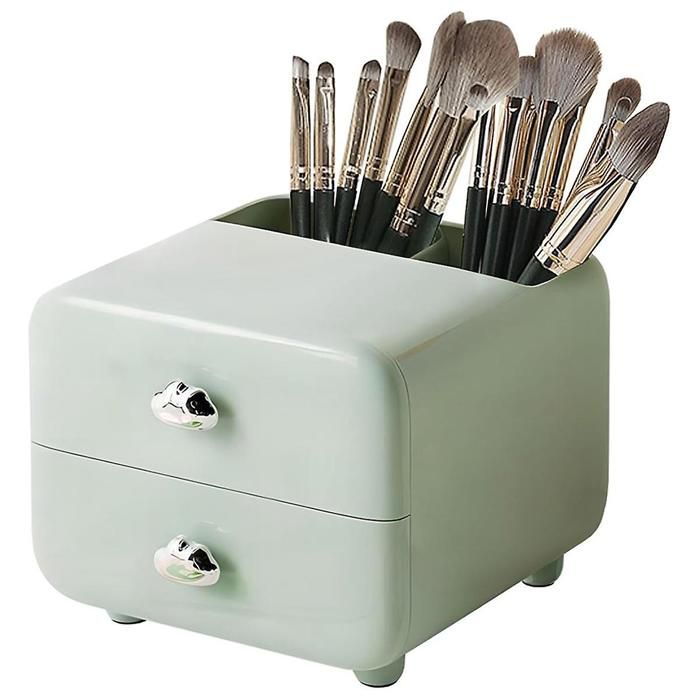 Organisateur Maquillage Rotatif 360° - Boîte Range Pinceaux Avec Couvercle - 11x23cm - Transparent - VORHOT